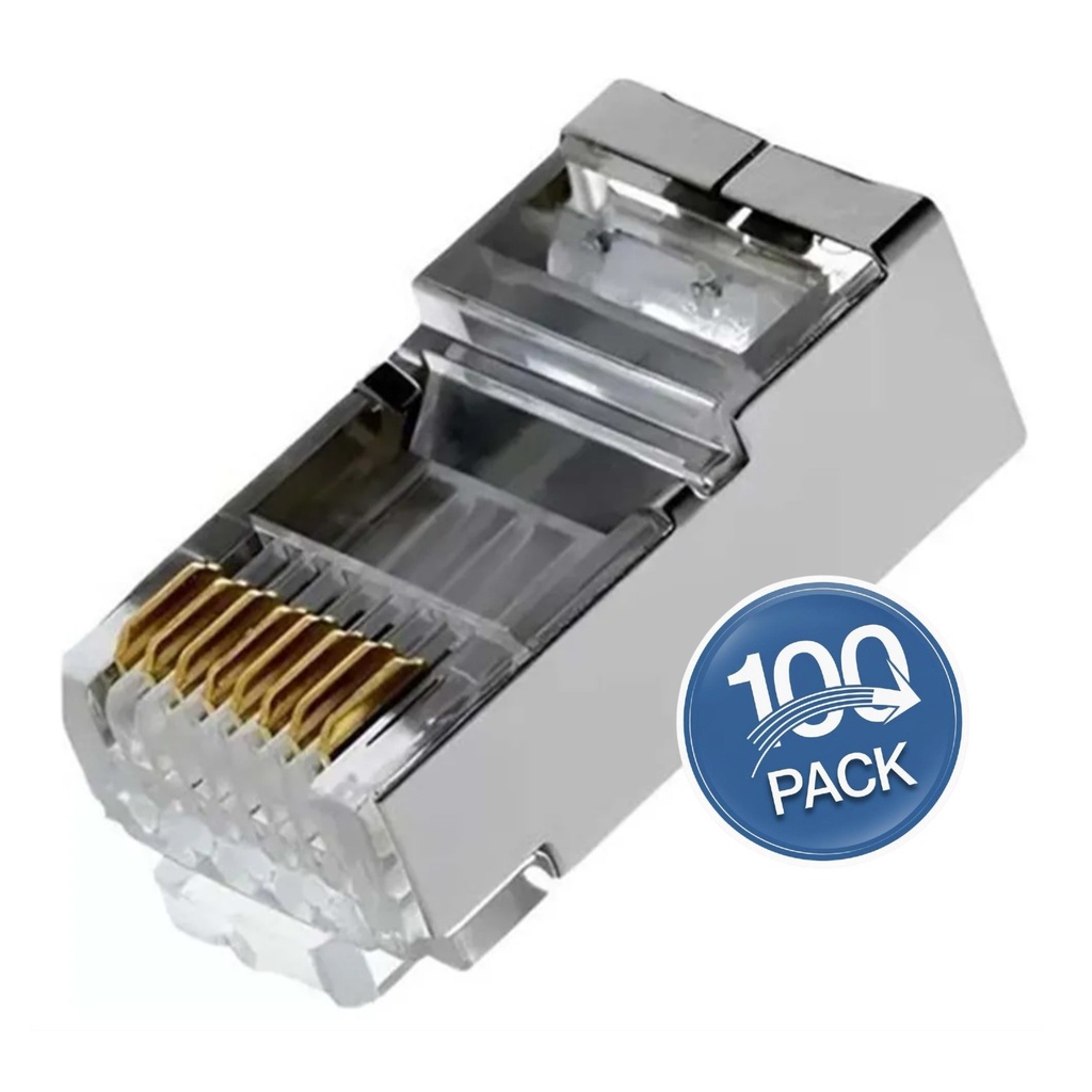 [ACC-CON-RJ45CAT6-B-100] Wireplus - Conector RJ45 CAT6 (Categoria 6) Blindado [100 Unidades]