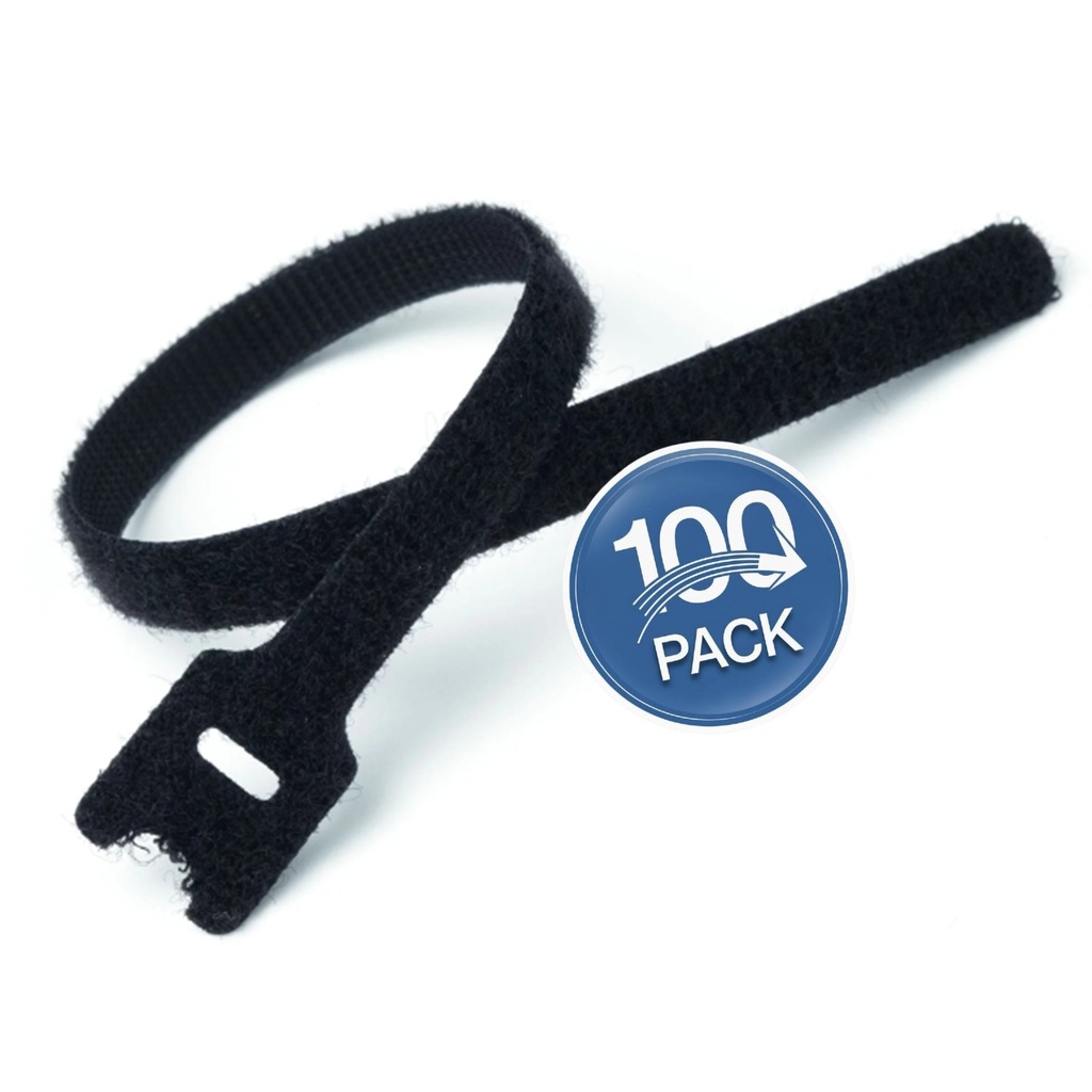 [WP-CINTAV-B12X20-100UND] Wireplus - Cinta Velcro Negra 20cm [100 Unidades]