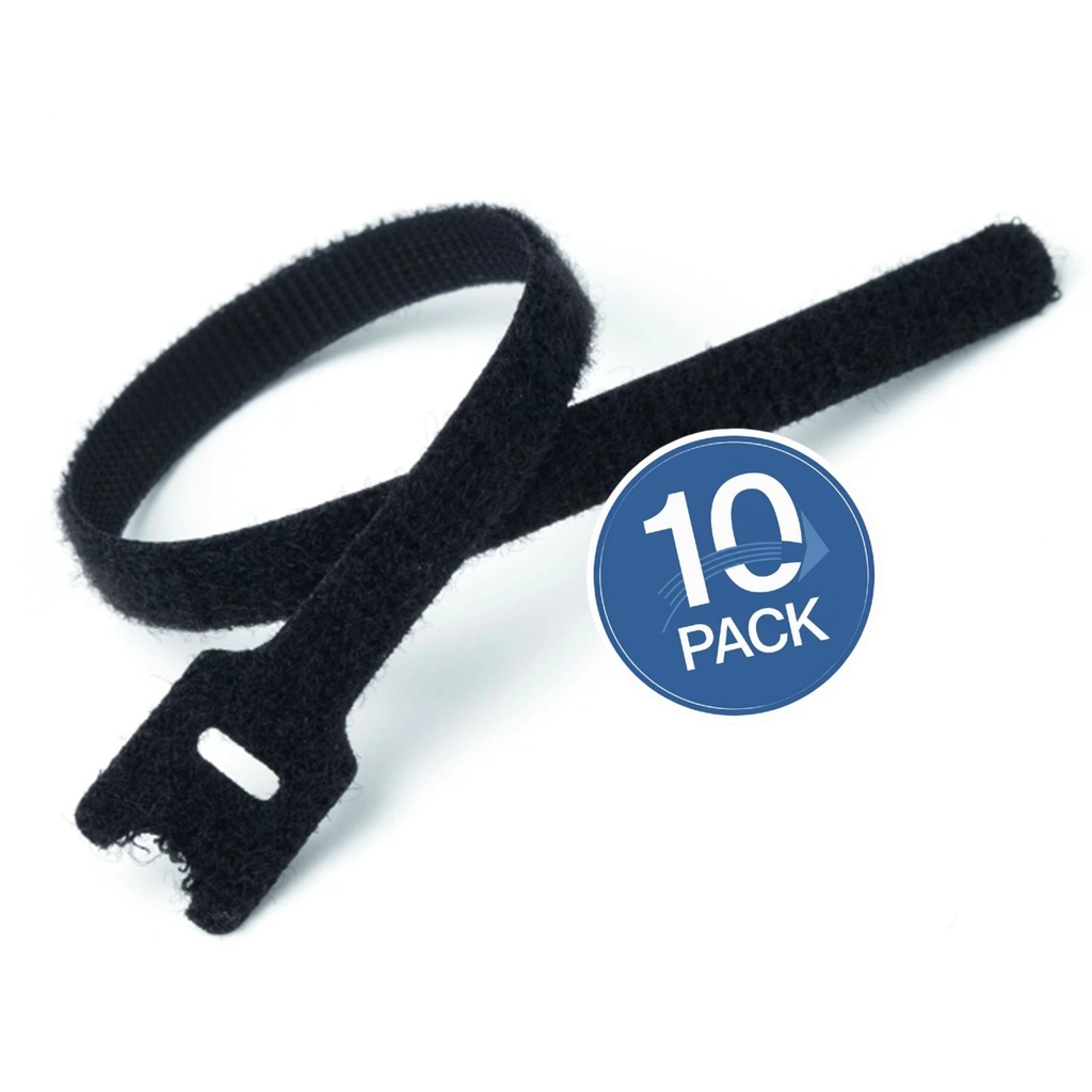 [WP-CINTAV-B12X20-10UND] Wireplus - Cinta Velcro Negra 20cm [10 Unidades]