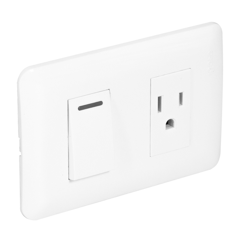 [C316-W] Igoto - Interruptor Simple + Toma Corriente Serie Clasica [Blanco]