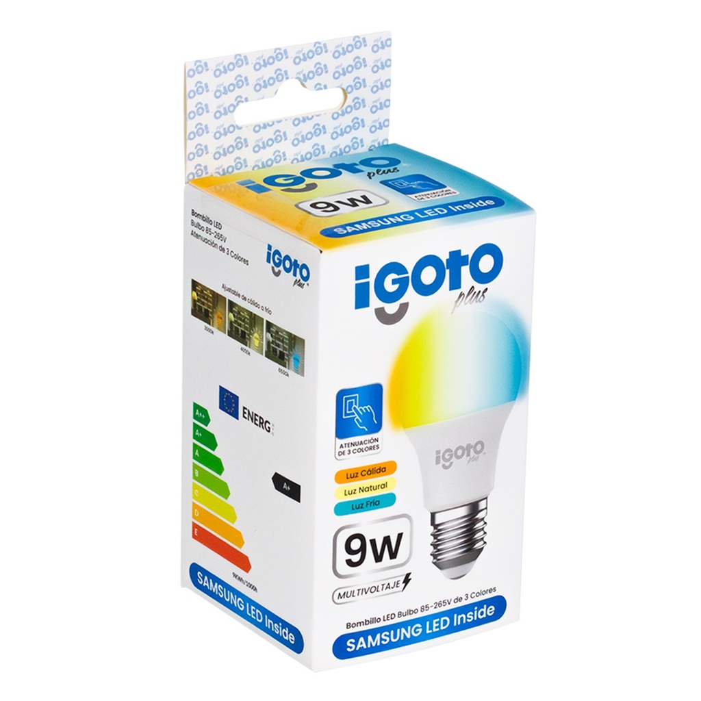 [IG-BL3C9W] Igoto - Bombillo LED Bulbo 9W 3 Tonos