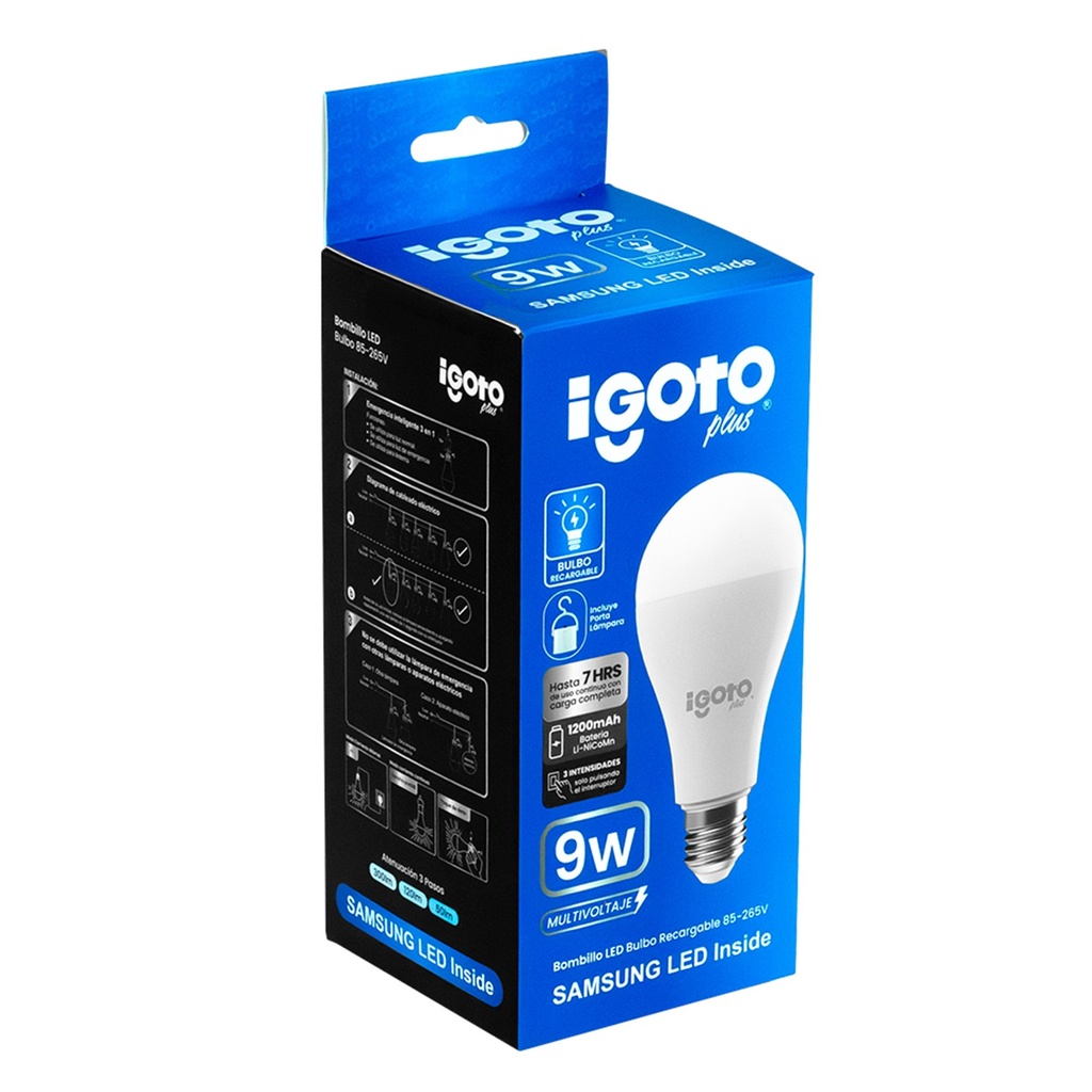 [IG-BLRCS9W] Igoto - Bombillo LED Bulbo 9W Recargable 7 Horas