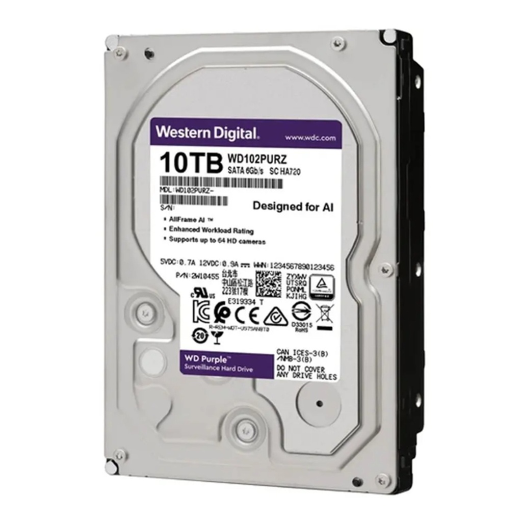 [WD102PURX-78] Western Digital - Disco Duro Interno Purple 10TB 7200 rpm Cache 256Mb 3.5" Videovigilancia