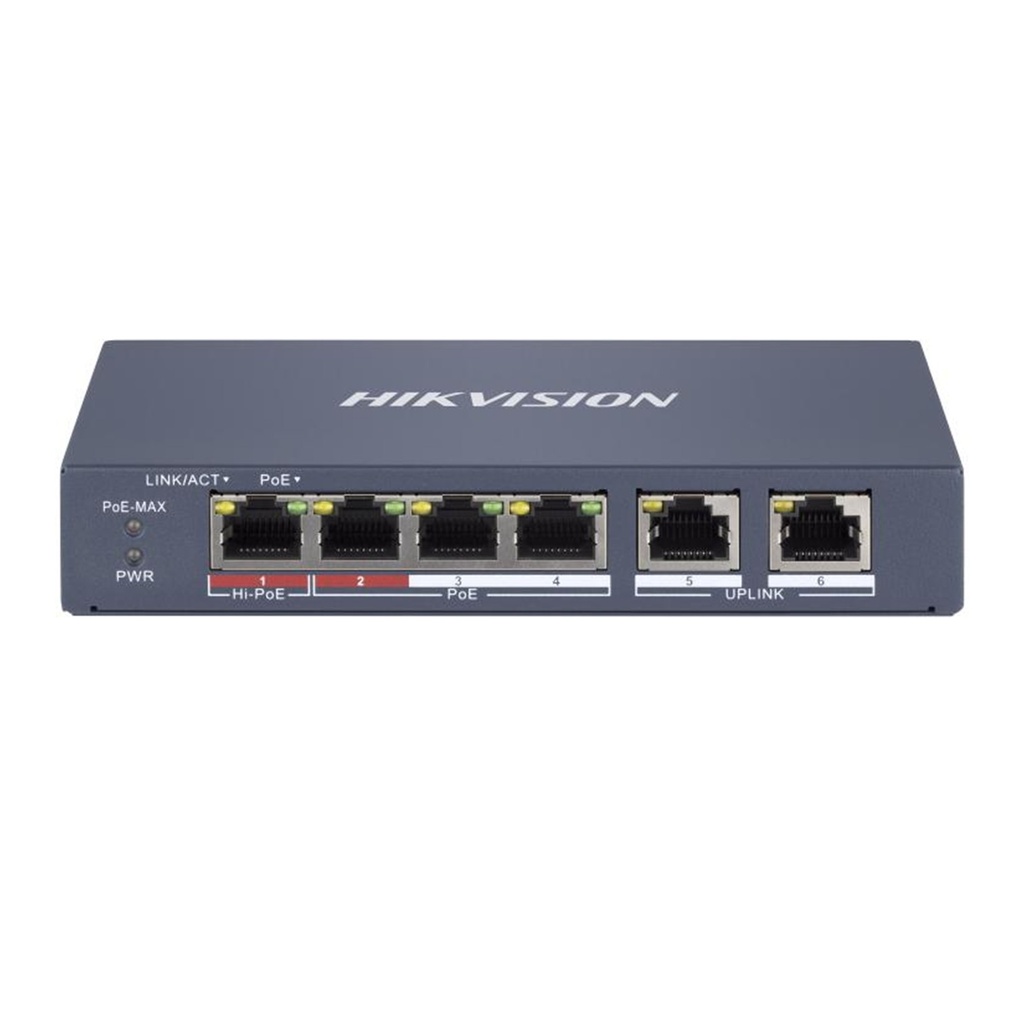 [DS-3E1106HP-EI(O-STD)] Hikvision - Switch POE 2 Puertos 10/100 PoE RJ45 + 2 Puertos 10/100 Ethernet RJ45