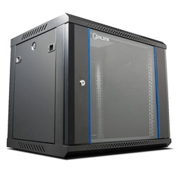 [WM6409] Onlink - Rack de Pared [9U] Cerrado Fijo 600x450x501mm con 3 Cerraduras y Puerta de Vidrio [Negro]