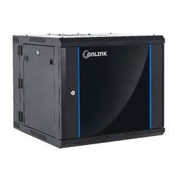 [WMG6509-550-BLACK] Onlink - Rack de Pared [9U] Cerrado Abatible 600x550x501mm con 3 Cerraduras y Puerta de Vidrio [Negro]