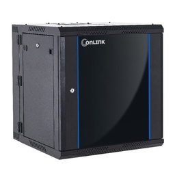 [WMG6512-550] Onlink - Rack de Pared [12U] Cerrado Abatible 600x550x635mm con 3 Cerraduras y Puerta de Vidrio [Negro]