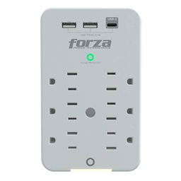 [FWT-631USBC] Forza - Toma Corriente Protector de Voltaje 1875W [6] x NEMA 5-15R + USB 120V