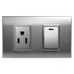 [B316-S] Igoto - Interruptor Simple + Toma Corriente Serie B [Plata]