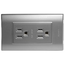 [B105/2-S] Igoto - Toma Corriente Doble con Tierra Serie B [Plata]