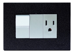 [Z316-B] Igoto - Interruptor Simple + Toma Corriente Serie Z [Negro]