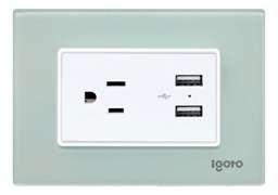 [Z105U-A] Igoto - Toma Corriente con Tierra + 2 USB Serie Z [Acrilico]