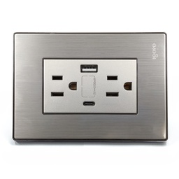 [I105/2U-C] Igoto - Toma Corriente con Tierra + USB y Tipo C Serie Inox