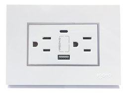[Z105/2U-C-W] Igoto - Toma Corriente con Tierra + USB y Tipo C Serie Z [Blanco]