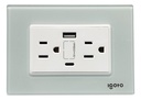 [Z105/2U-C-A] Igoto - Toma Corriente con Tierra + USB y Tipo C Serie Z [Acrilico]