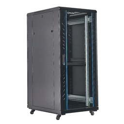 [AS6827-VDM/600x800-BLACK] Onlink - Rack de Piso [27U] Cerrado 600x800x1387mm con Puerta Frontal de Vidrio y Doble Puerta Trasera de Malla [Negro]