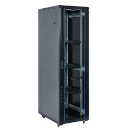 [AS6837-VDM/600x800-BLACK] Onlink - Rack de Piso [37U] Cerrado 600x800x1832mm con Puerta Frontal de Vidrio y Doble Puerta Trasera de Malla [Negro]