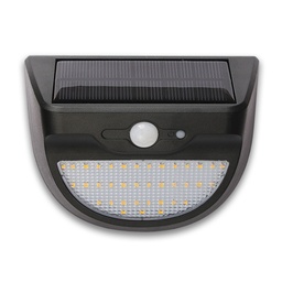 [LPS-1803] Lucerna - Aplique Solar Negro 3k de policarbonato con sensor de movimiento y bateria 3,7v 1800mAh IP44