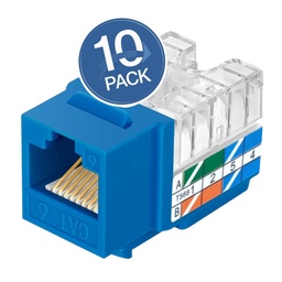 [WP-KRJ-C6BLUE-10UND] Wireplus  - Conector Keystone Jack Coupler RJ45 CAT6 (Categoria 6) (Azul) [10 Unidades]