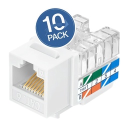 [WP-KRJ-C6WHITE-10UND] Wireplus  - Conector Keystone Jack Coupler RJ45 CAT6 (Categoria 6) (Blanco) [10 Unidades]