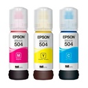 [T504-Colors] Epson - Botellas de Tinta Original Epson T504 3-Pack [Cian/Magenta/Amarillo]