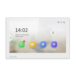 [DS-KH6350-WTE1/White(O-STD)] Hikvision - Monitor IP WiFi Touch Screen 7" para Videoportero IP Vídeo en Vivo PoE Estándar Apertura Remota Llamada Entre Monitores Audio bidireccional Borde slim