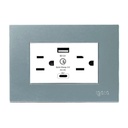 [Z105/2U-C-S] Igoto - Toma Corriente con Tierra + USB y Tipo C Serie Z [Plata]