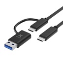 [XTC-532] Xtech - Adaptador 2 en 1 USB-C a USB-C con Dongle USB-A 2.0 30Awg + 20 Awg