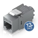 [UACC-Keystone-Jack-C6A] Ubiquiti - Conector Keystone Jack Coupler Cat6a (Categoria 6a) de Aleación de Zinc [Plateado] [12 Unidades]