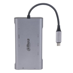 [DH-TC39] Dahua - Estación de Acoplamiento (9 en 1) USB 3.1 Tipo C a USB 3.0 + HDMI + RJ45 + VGA + SD/TF + PD Admite Lectura y Escritura en Tarjetas SD/TF Conexión Plug and Play Carcasa Metálica