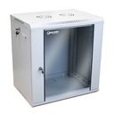 [WM6412-450-RAL7035] Onlink - Rack de Pared [12U] Cerrado Fijo 600x450x635mm con 3 Cerraduras y Puerta de Vidrio [Gris Luminoso]
