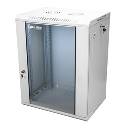 [WM6415-450-RAL7035] Onlink - Rack de Pared [15U] Cerrado Fijo 600x450x769mm con 3 Cerraduras y Puerta de Vidrio [Gris Luminoso]