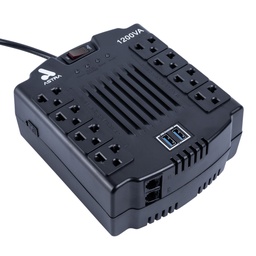 [ASRV1200VA] Astra - Regulador Automático de Voltaje 120V 1200VA/600W [8] x Tomas y [2] x USB-A