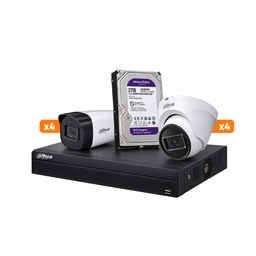 [KITCAM21] Dahua – Kit 8 Cámaras de Seguridad IP 4 Domo 1080P [2MP] 4 Bullet 1080P [2MP] y NVR 8CH con 8 PoE 4K H.265+ 1 HDD 2TB