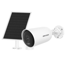 [DS-2CFS04/4G(2.8mm)] Hikvision - Cámara Bullet IP Solar 4G LTE 2K [4MP] AOV Grabación 24/7 Panel Solar 8W + Batería 9000 mAh Luz Híbrida 30 mts IR + 30 mts Luz Blanca Audio Bidireccional Detección Humano/Vehículo IP66 H.265 Micro SD Lente 2.8mm