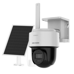 [DS-2CFSP4/4G(2.8mm)] Hikvision - Cámara PT IP Solar 4G LTE 2K [4MP] AOV Grabación 24/7 Panel Solar 8W + Batería 9000 mAh Paneo 340° Autoseguimiento de Personas Luz Híbrida 30 mts IR + 30 mts Luz Blanca Audio Bidireccional IP66 Micro SD Lente 2.8mm